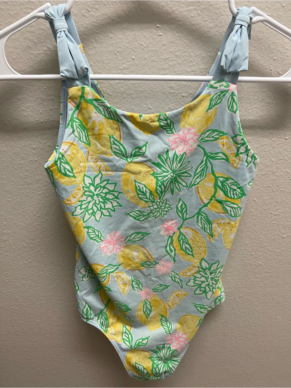 Lilly Pulitzer Abel light Blue One-Piece Swimsuit with Yellow Lemon Print 10
